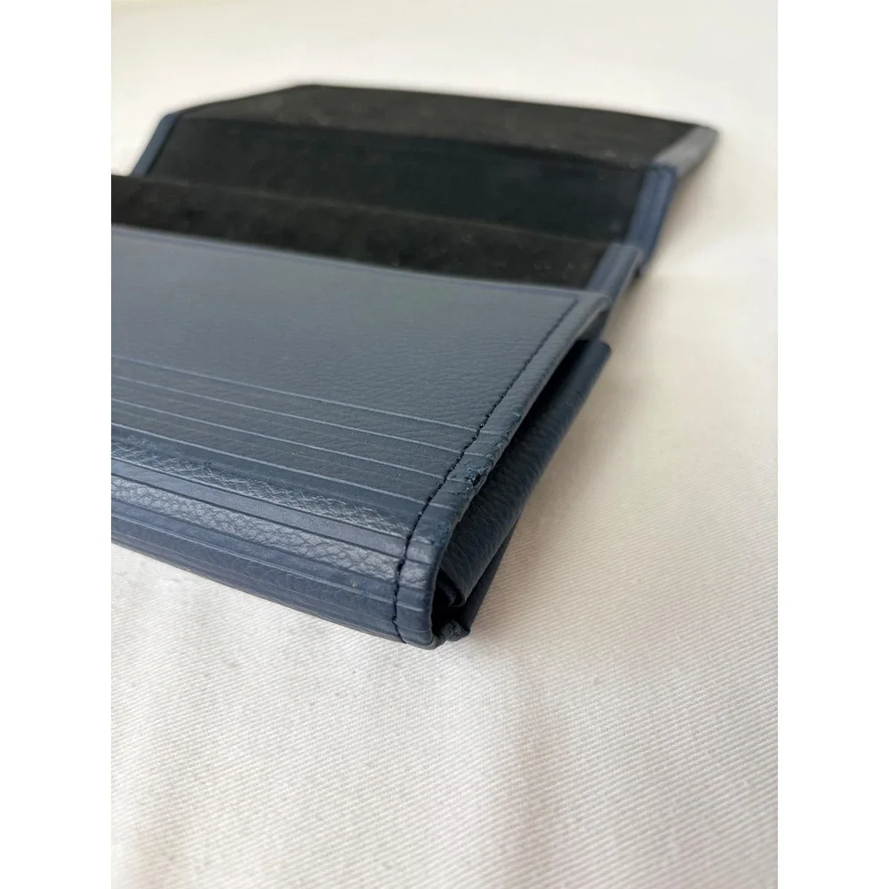 Land Rover Navy Blue Textured Leather Document Holder Long Wallet Embossed Logo